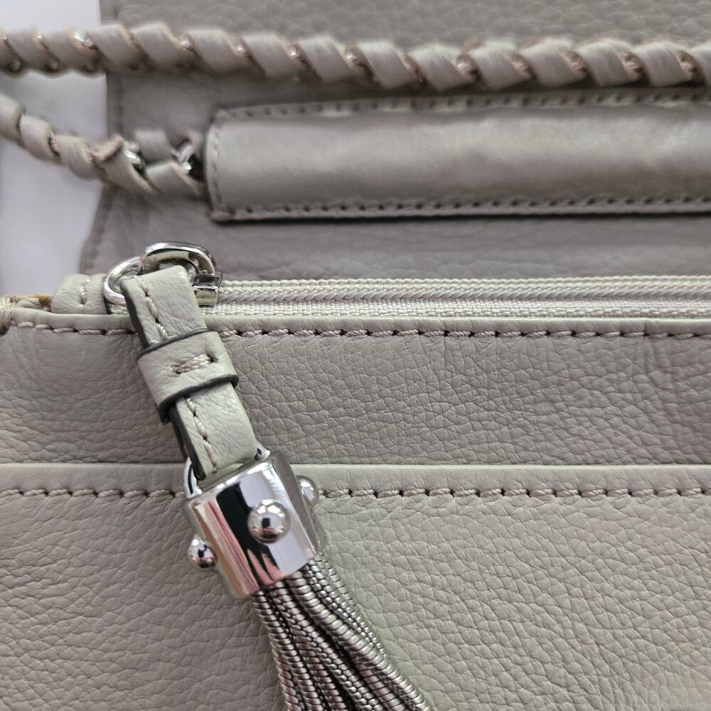 Aimee Kestenberg Quilted Leather Convertible Crossbody Clutch Chain Strap Beige - Picture 6 of 14